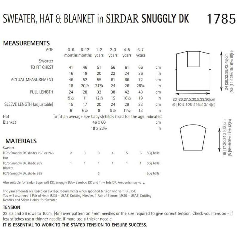 Sweater, Hat and Blanket - Sirdar 1785