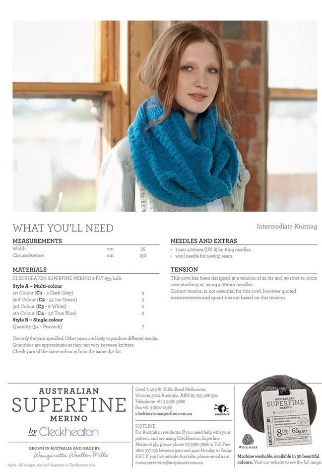 Triple Stitch Cowl - Superfine Merino 403