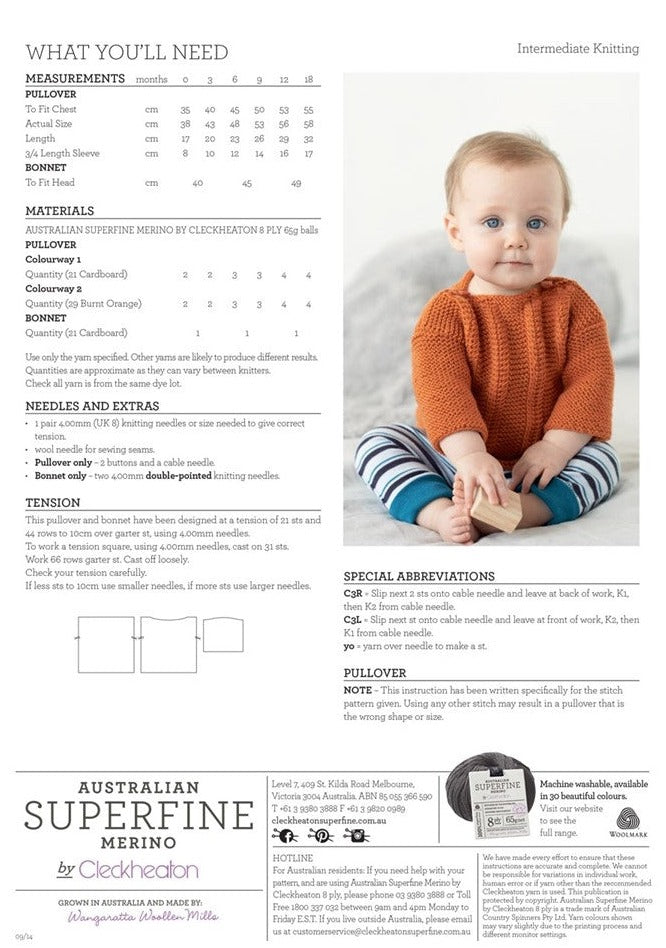 Pullover and Bonnet - Superfine Merino 421