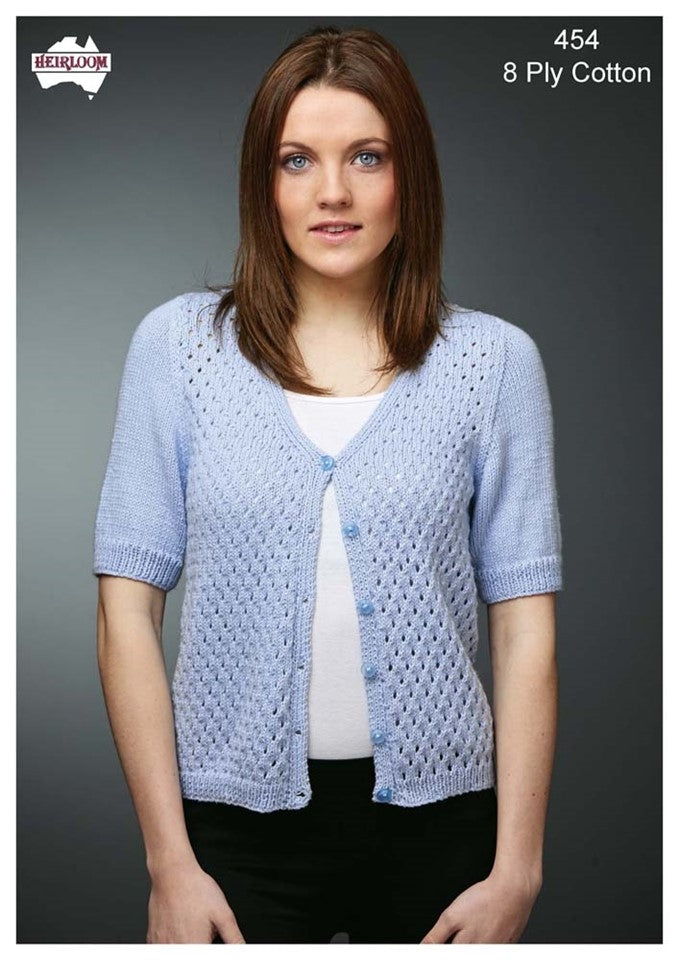 Short Sleeved Cardigan - Heirloom Pattern 454