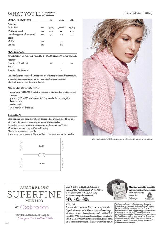 Diamond Poncho & Scarf - Superfine Merino 435