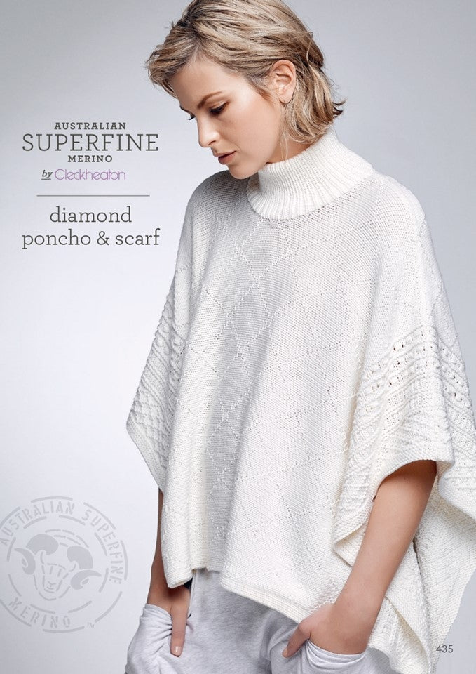Diamond Poncho & Scarf - Superfine Merino 435