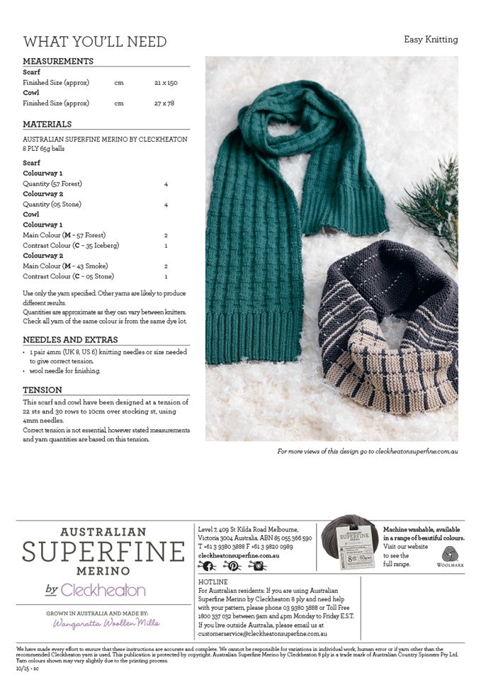 Men's Scarf and Cowl - Superfine Merino 437