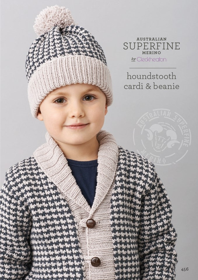 Houndstooth Cardi & Beanie - Superfine Merino 456