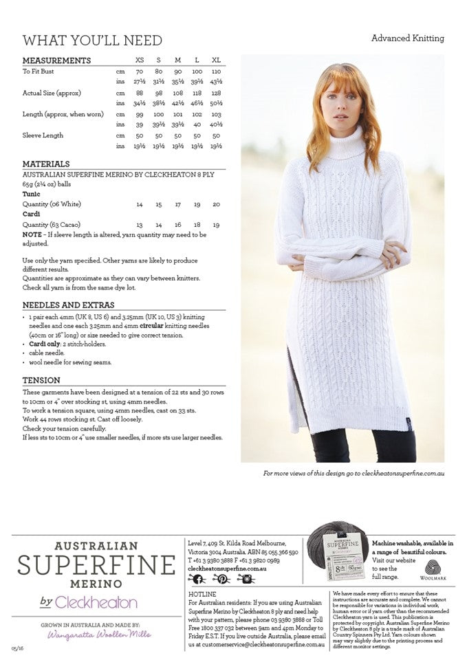 Longline Tunic or Cardi - Superfine Merino 450