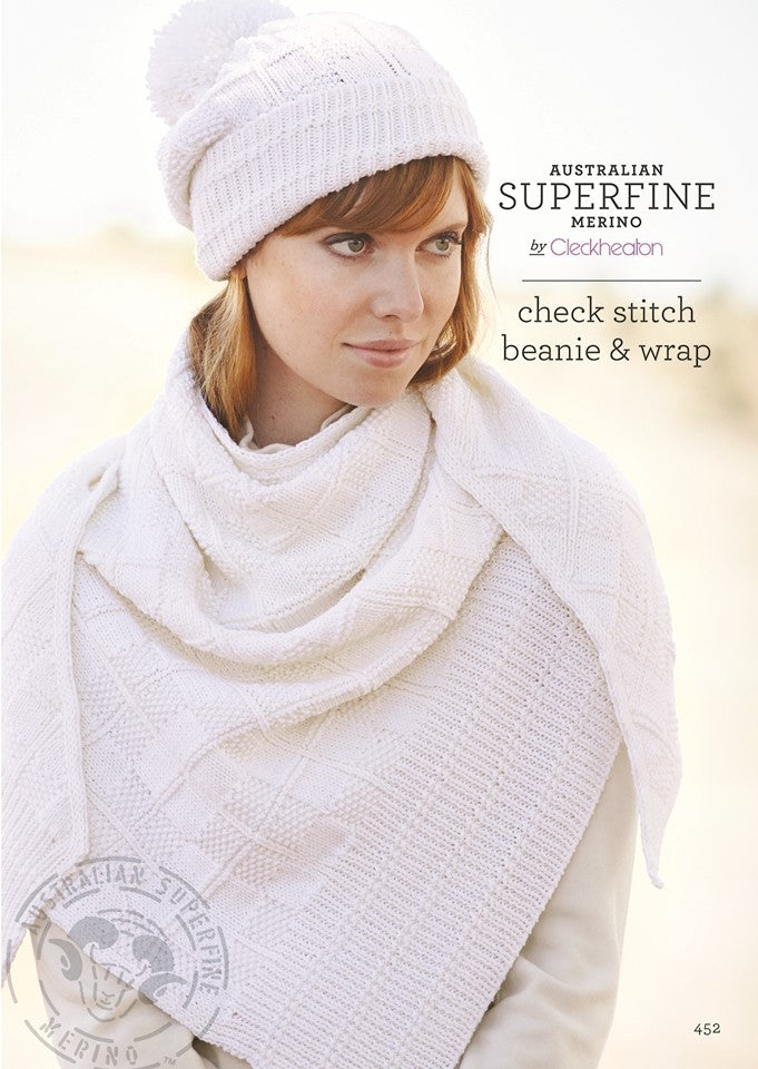 Check Stitch Beanie & Wrap - Superfine Merino 452