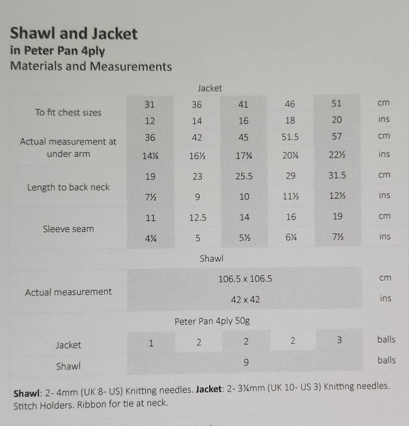 Shawl and Jacket - Peter Pan P1208