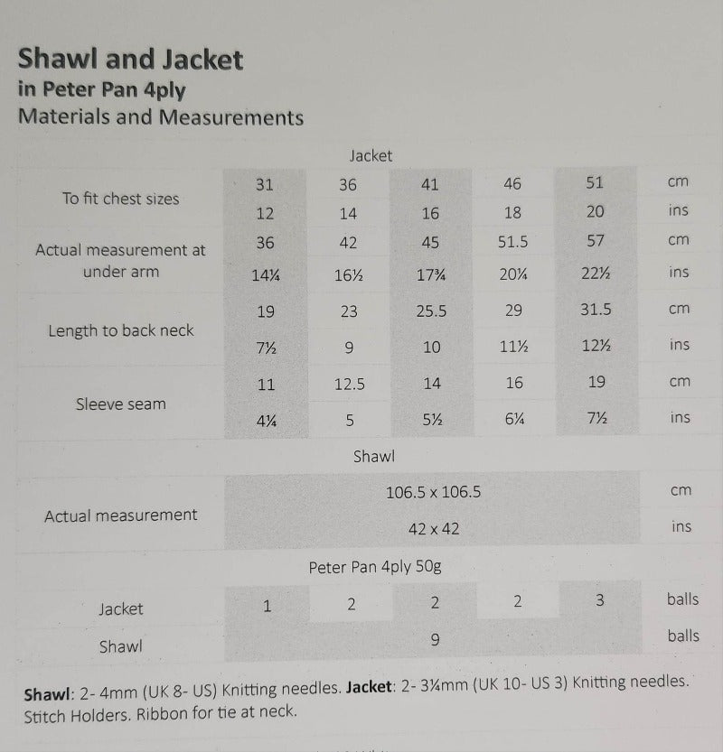 Shawl and Jacket - Peter Pan P1208