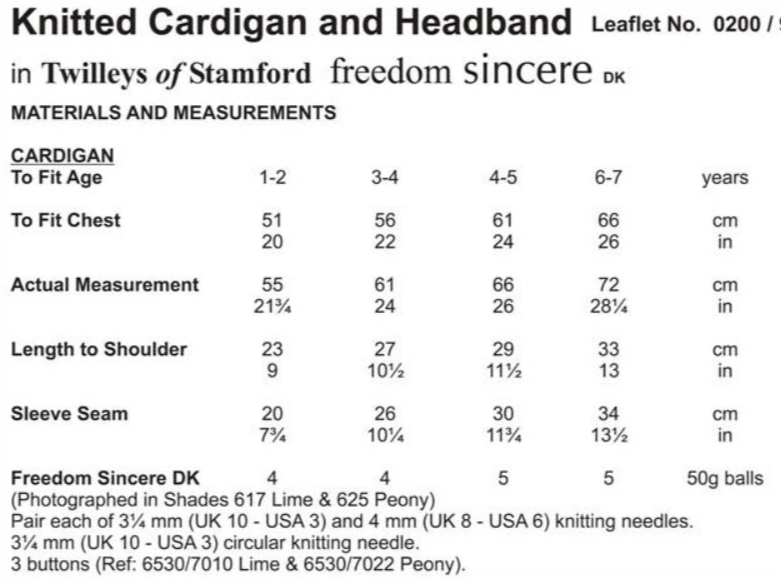 Girls Cardigan & Headband - Freedom Sincere Pattern 9192