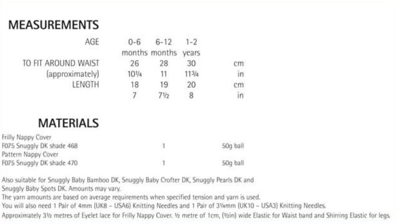 Nappy Cover in Snuggly DK - Sirdar 4704