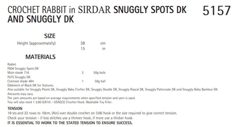 Rabbit Toy - Sirdar 5157