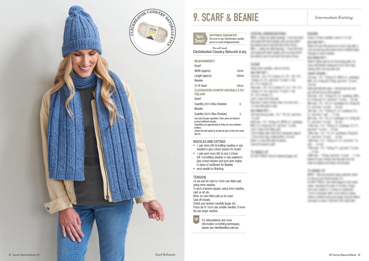 Scarves, Wraps and Beanies - Cleckheaton, Patons 361