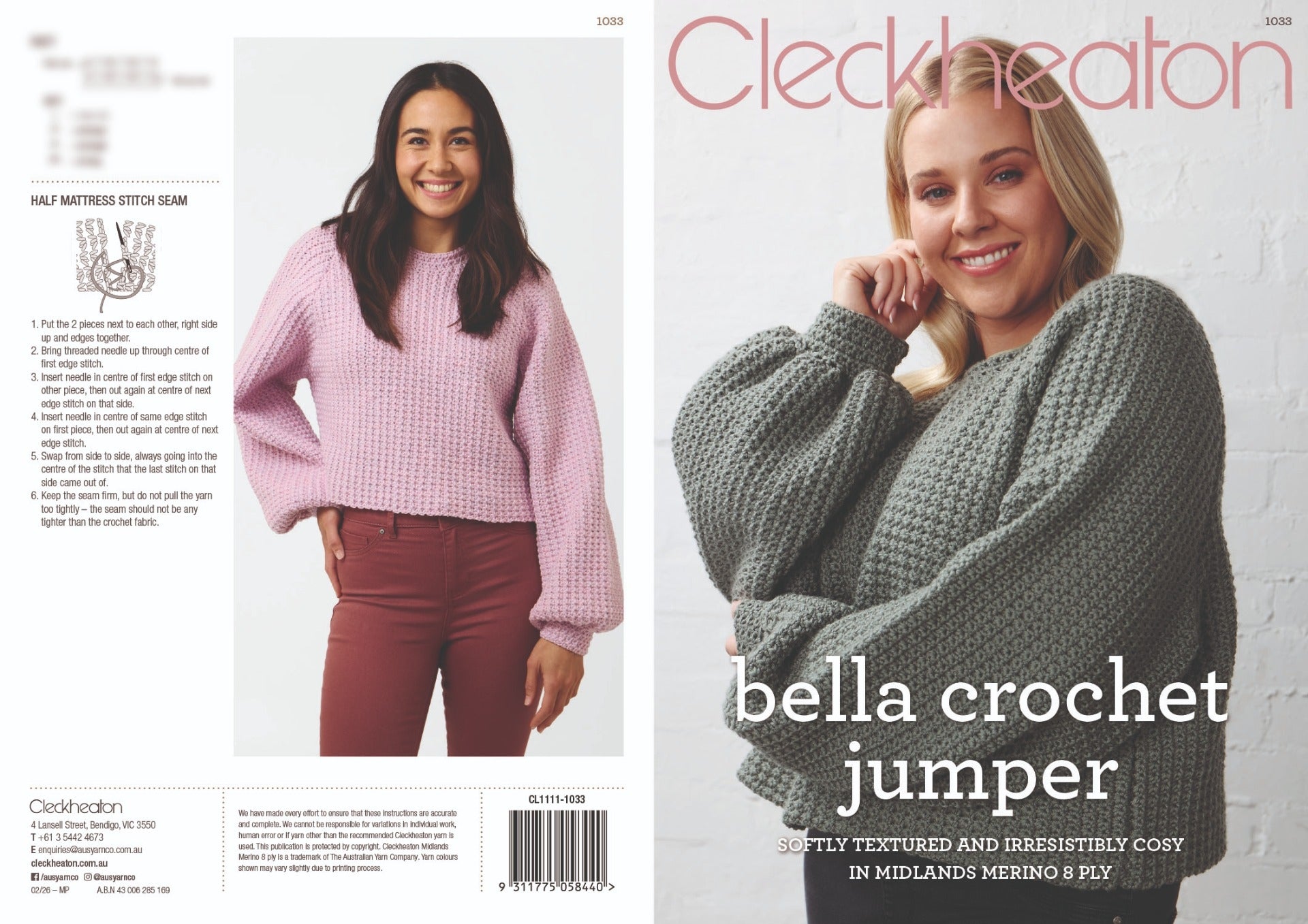 Bella Crochet Jumper - Cleckheaton 1033