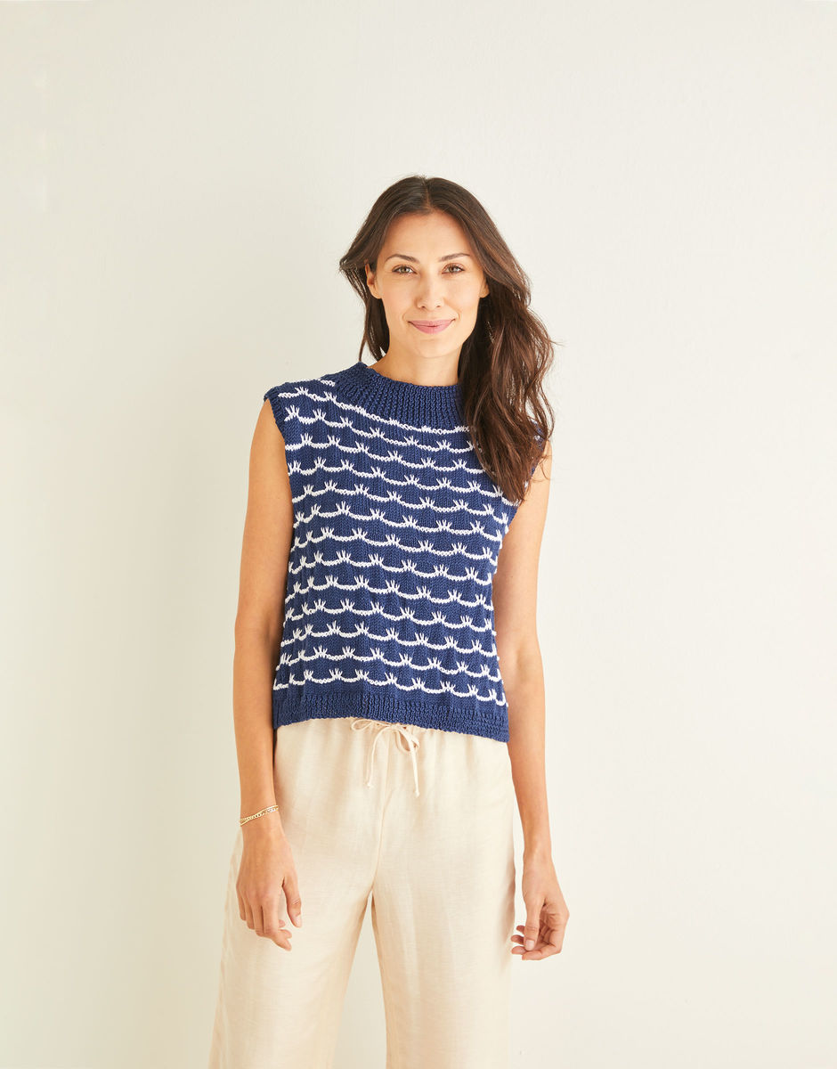 Wave Stitch Tank with Crossover Back - Sirdar 10247