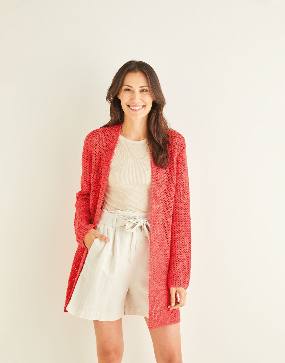Longline Picot Crochet Cardigan - Sirdar 10249