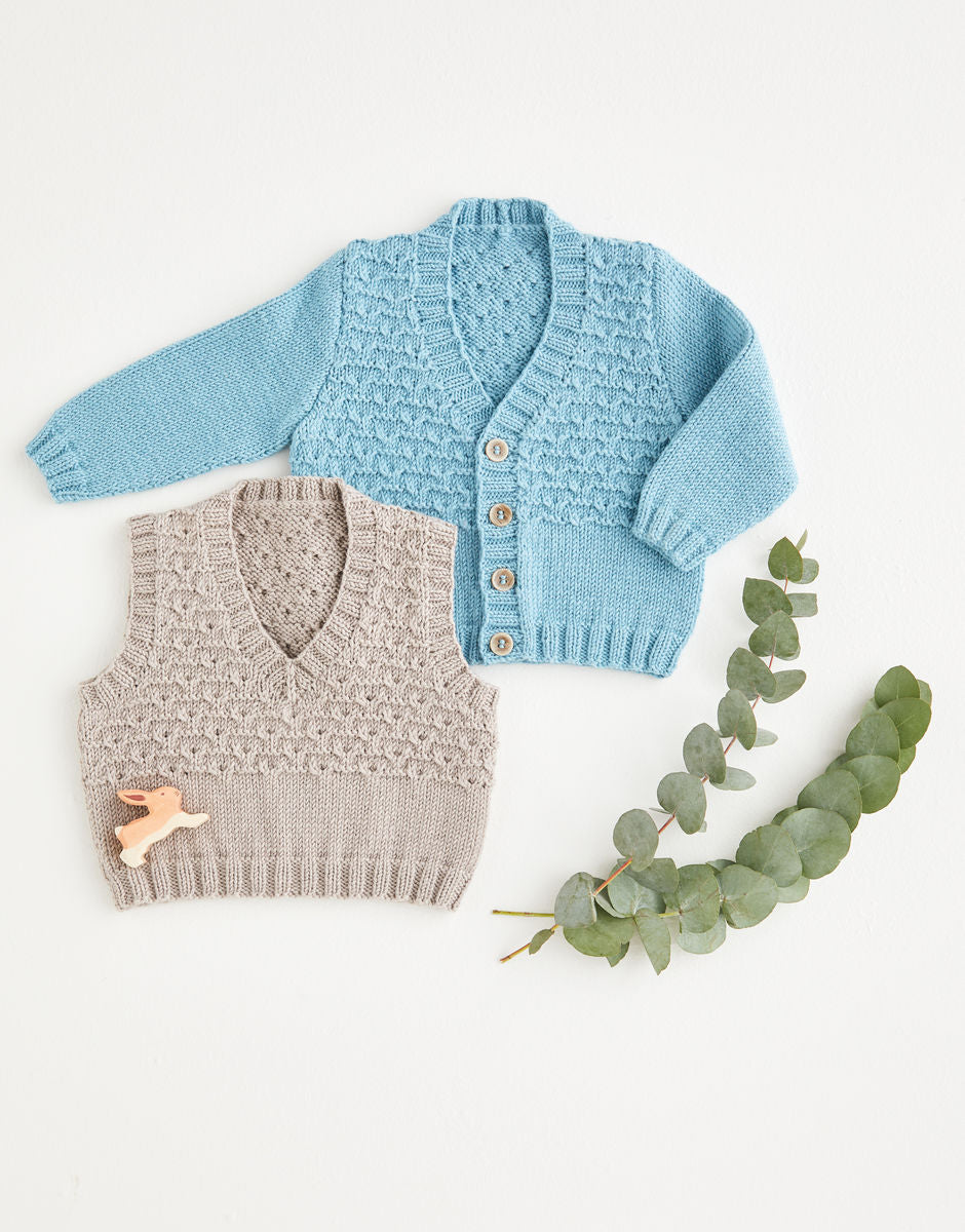 Vneck Vest or Cardigan in Snuggly DK - Sirdar 5387