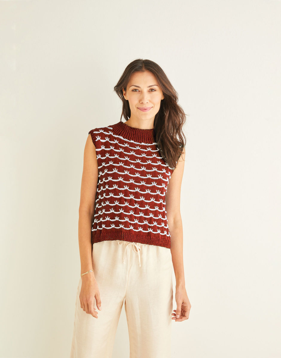 Wave Stitch Tank with Crossover Back - Sirdar 10247