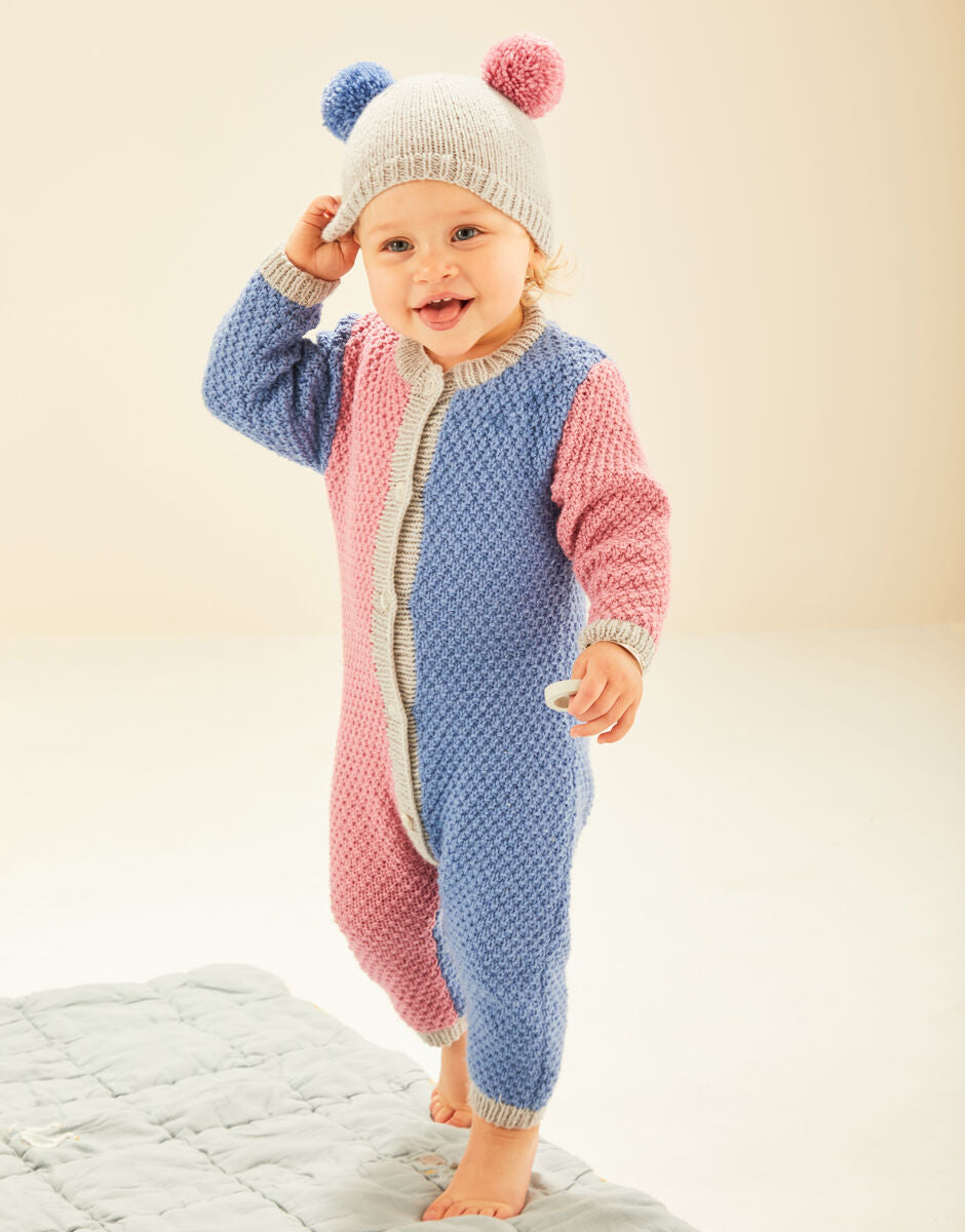 Half n Half Romper And Pom Pom Hat in Snuggly DK - Sirdar 5490