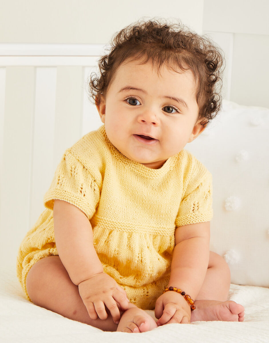 Little Lacy Baby Romper in Snuggly 3 ply - Sirdar 5517