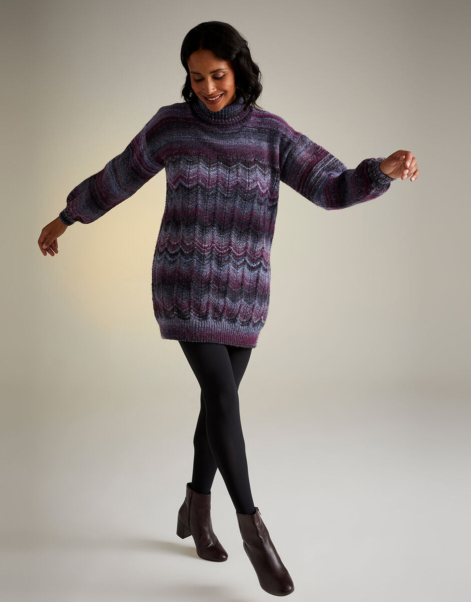 Night Blooming Roll Neck Dress in Jewelspun - Sirdar 10713