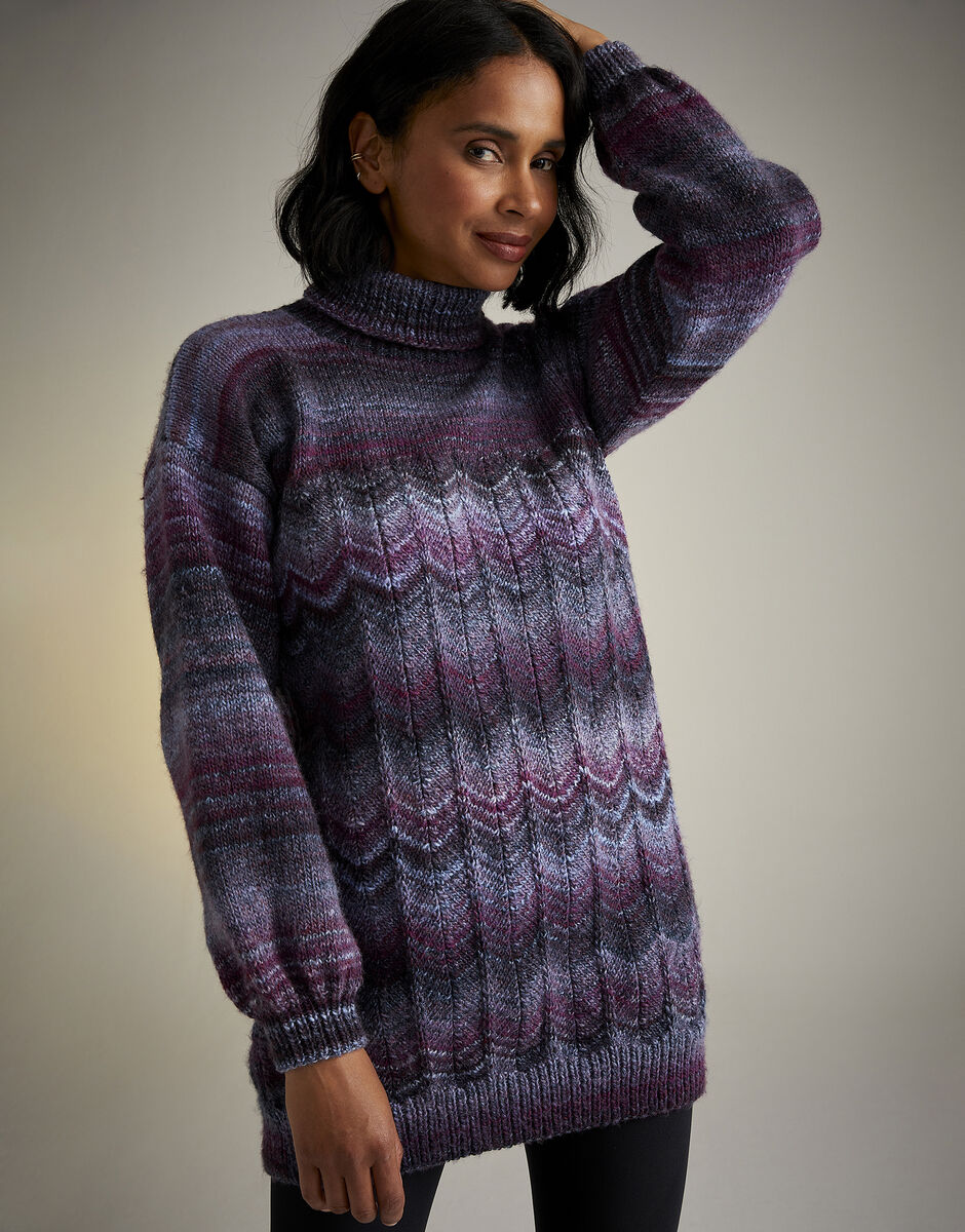 Night Blooming Roll Neck Dress in Jewelspun - Sirdar 10713