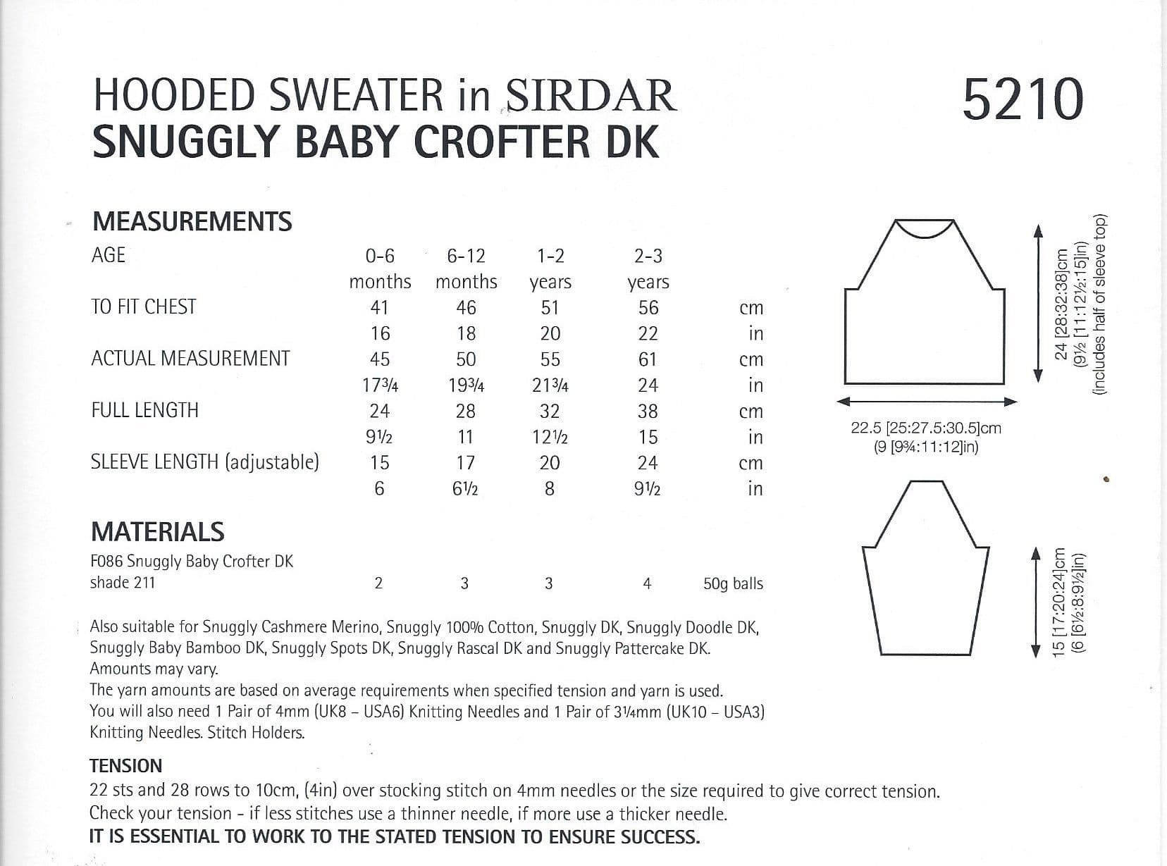 Hooded Sweater in Snuggly DK - Sirdar 5210