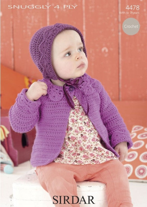 Girls Cardigan and Bonnet - Sirdar 1478