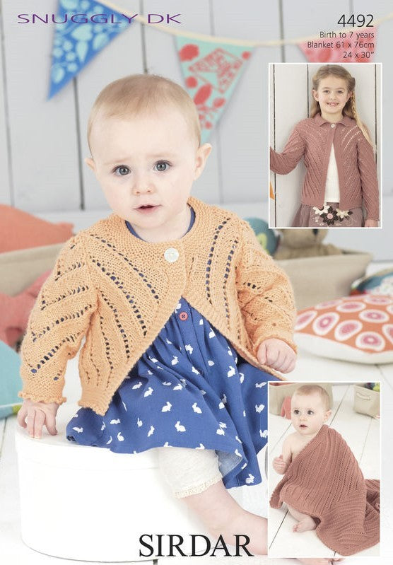 Diagonal Eyelet Pattern Cardigan & Blanket in Snuggly DK - Sirdar 4492