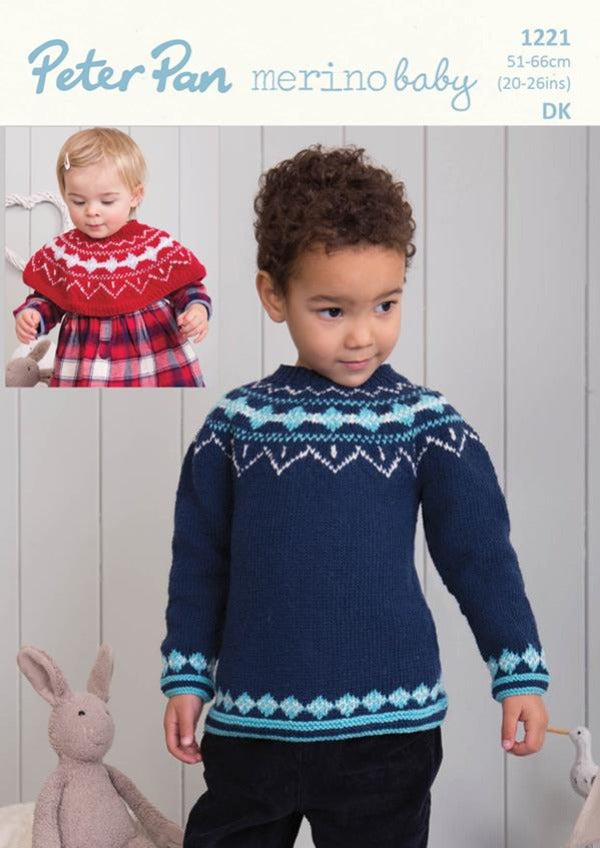 Fairisle Shoulder Warmer & Sweater - Peter Pan DK P1221