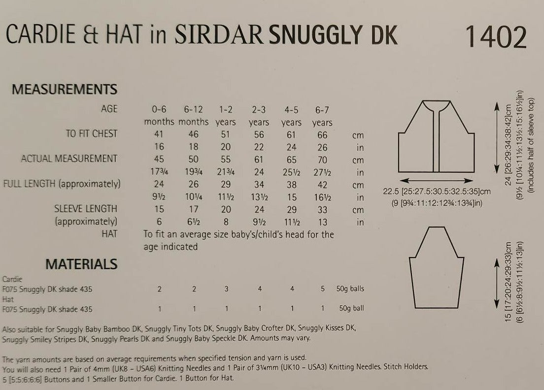 Baby Girl's Cardigan & Hat in Snuggly DK - Sirdar 1402