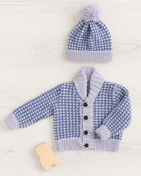 Houndstooth Cardi & Beanie - Superfine Merino 456