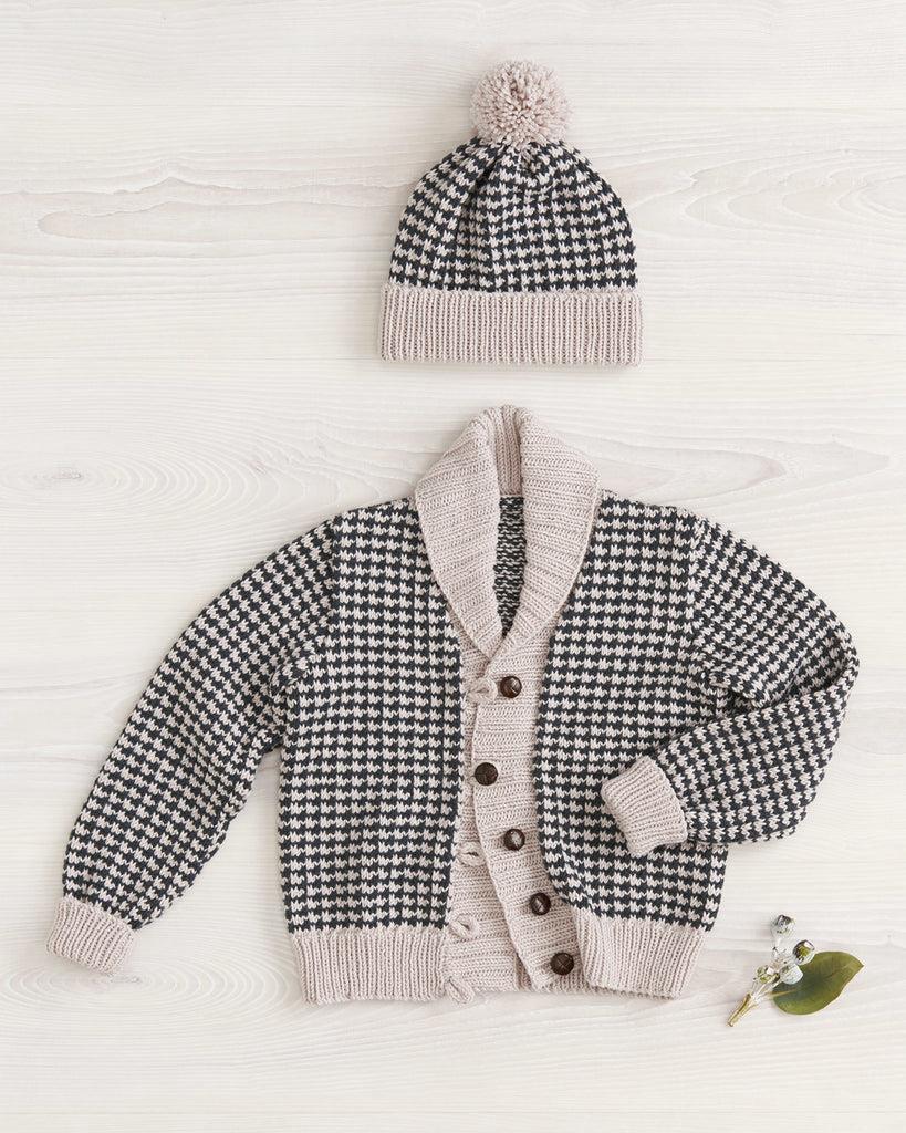 Houndstooth Cardi & Beanie - Superfine Merino 456