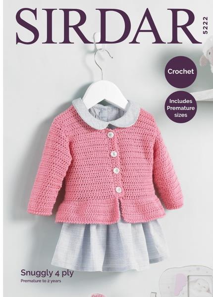 Crochet Cardigan 4 ply Snuggly - Sirdar 5222