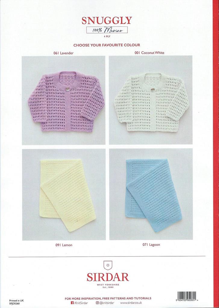 Eyelet Waffle Stitch Cardigan and Blanket in 4 ply Snuggly - Sirdar 5260