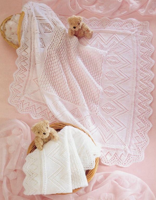 Knitted Baby Shawl in 3 ply and 4 ply - Sirdar 3028