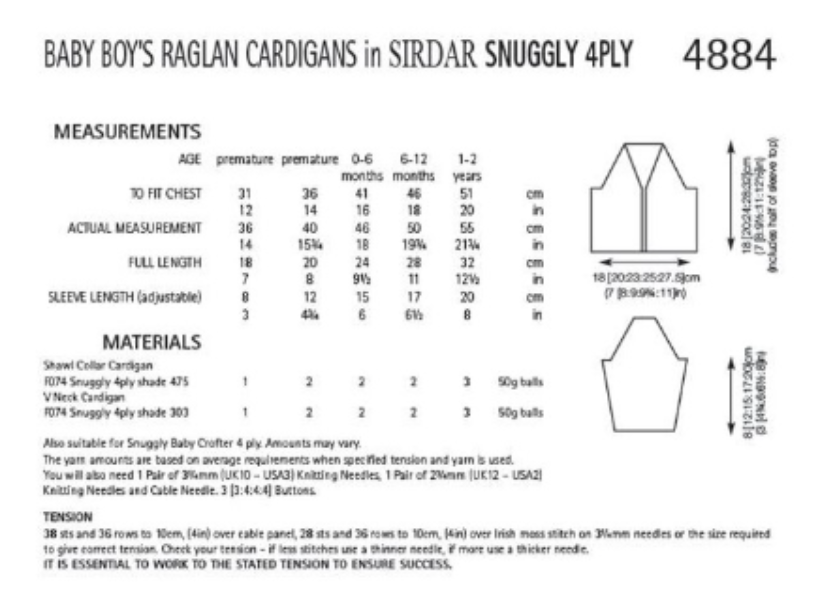 Baby Boy's Raglan Cardigans - Sirdar 4884