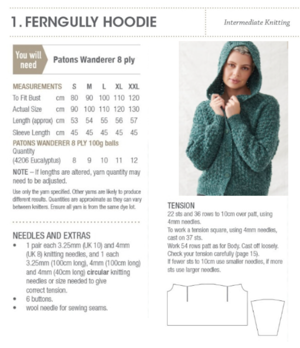 Wanderer Fern Gully Hoodie - Patons 8033