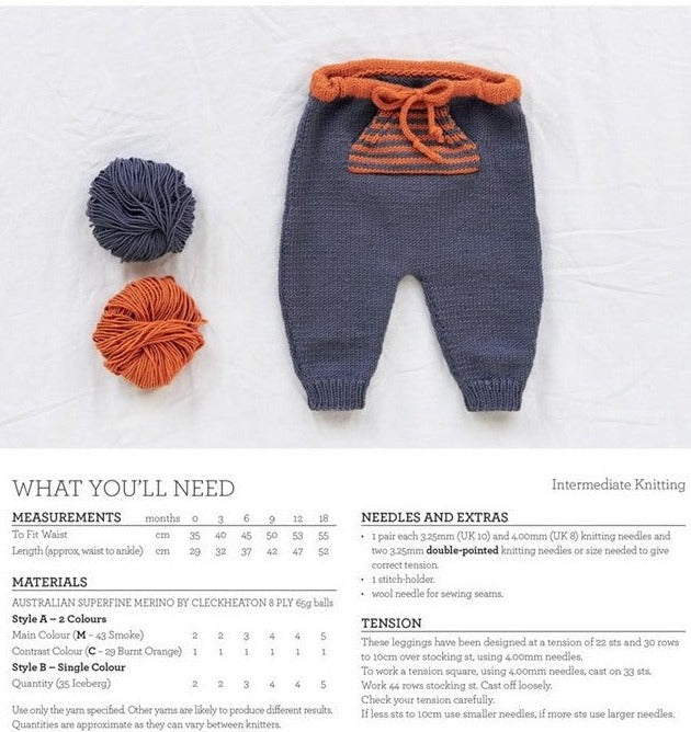 Baby Leggings - Superfine Merino 8 Ply 420