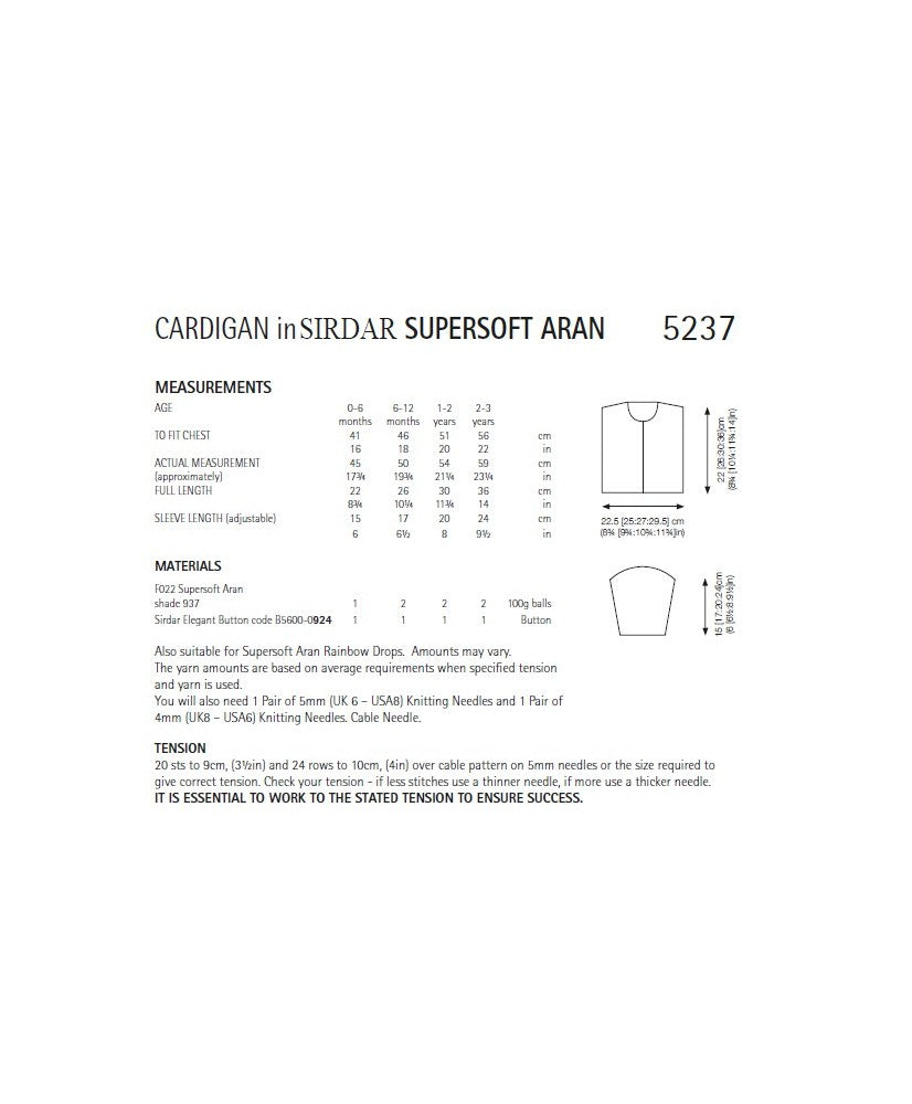 Cable Cardigan - Sirdar 5237