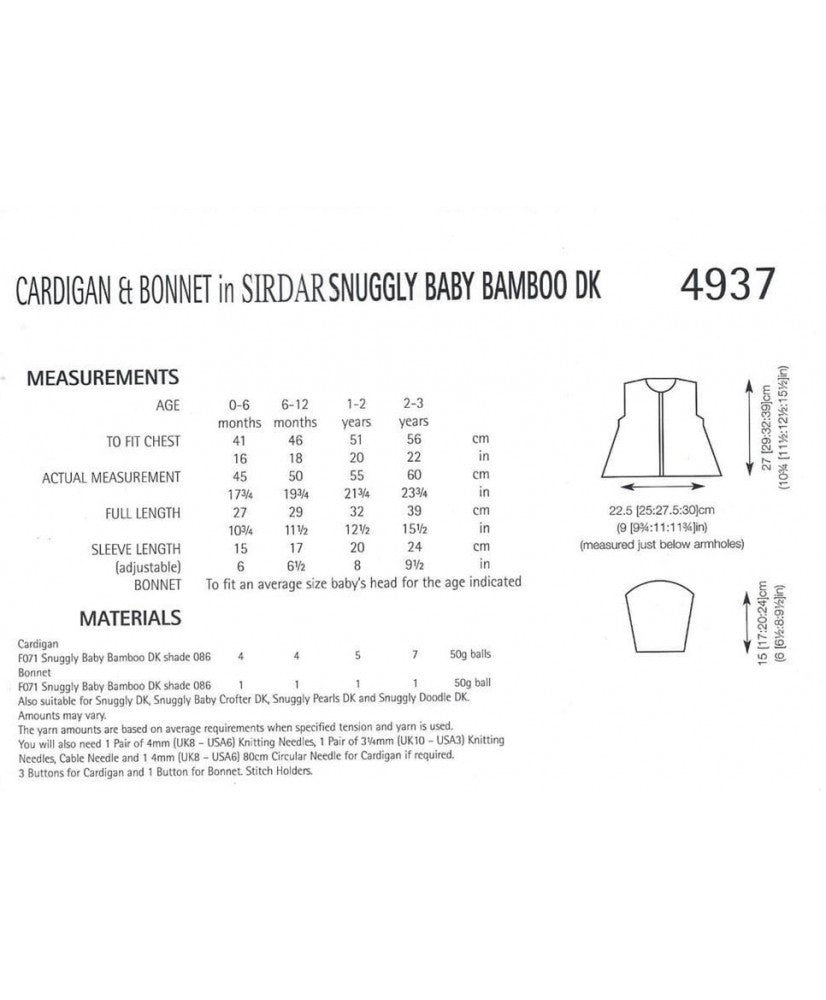 Cardigan and Bonnet - Sirdar 4937