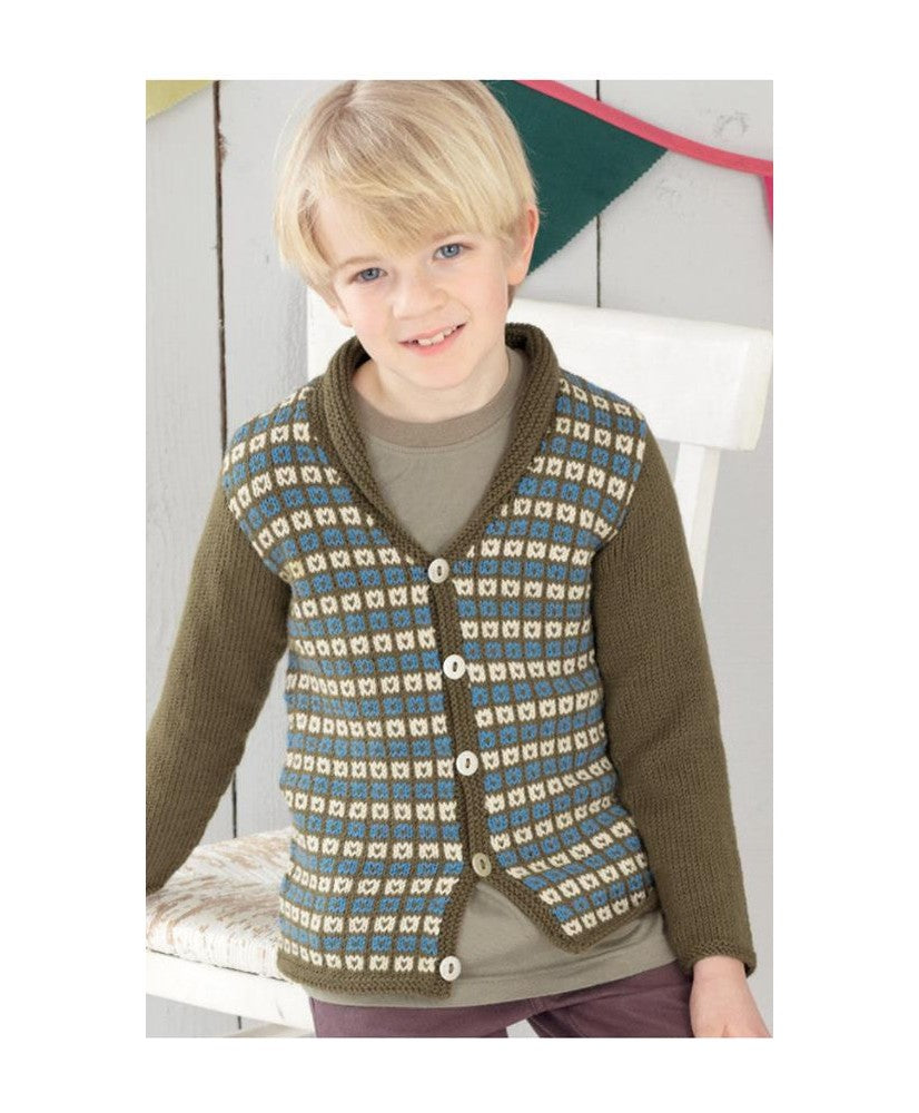 Cardigan, Waistcoat and Hat in DK Snuggly - Sirdar 4489
