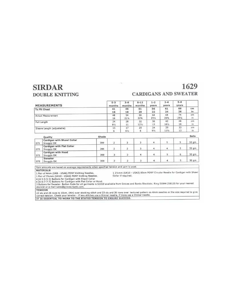 Cardigans and Sweater - Sirdar 1629