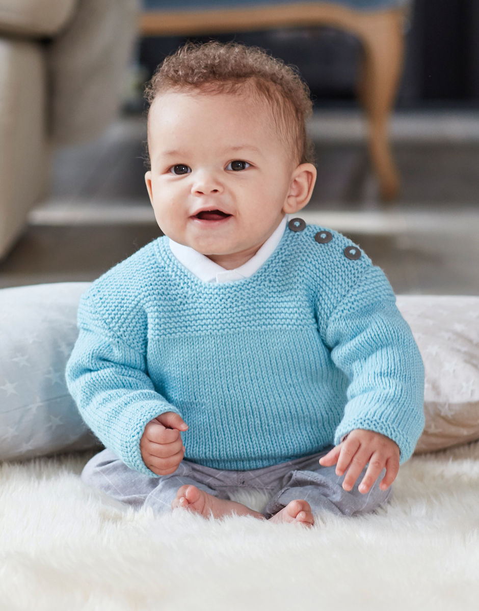Baby Plain Jumper in Snuggly DK - Sirdar 5244