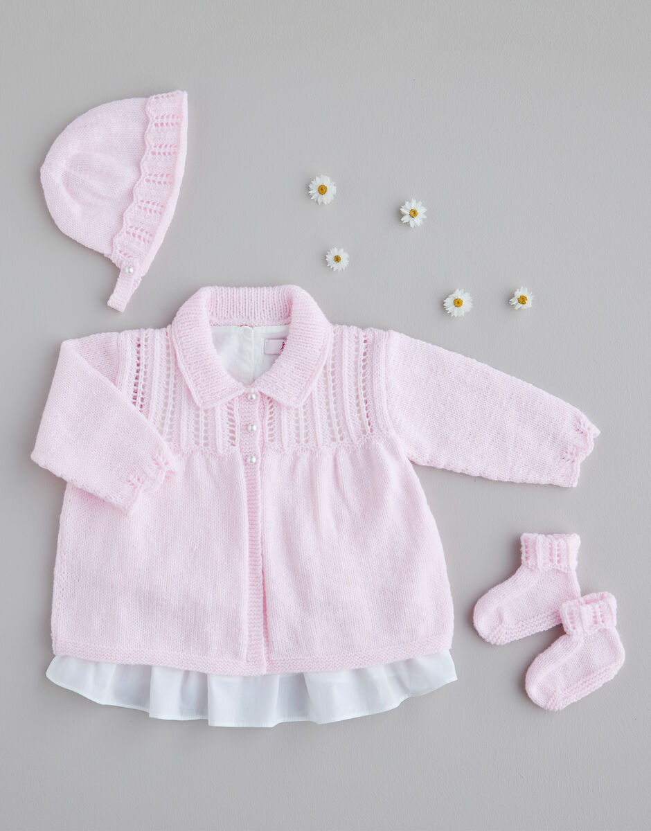 Matinee Jacket, Bonnet & Booties - Sirdar 5471