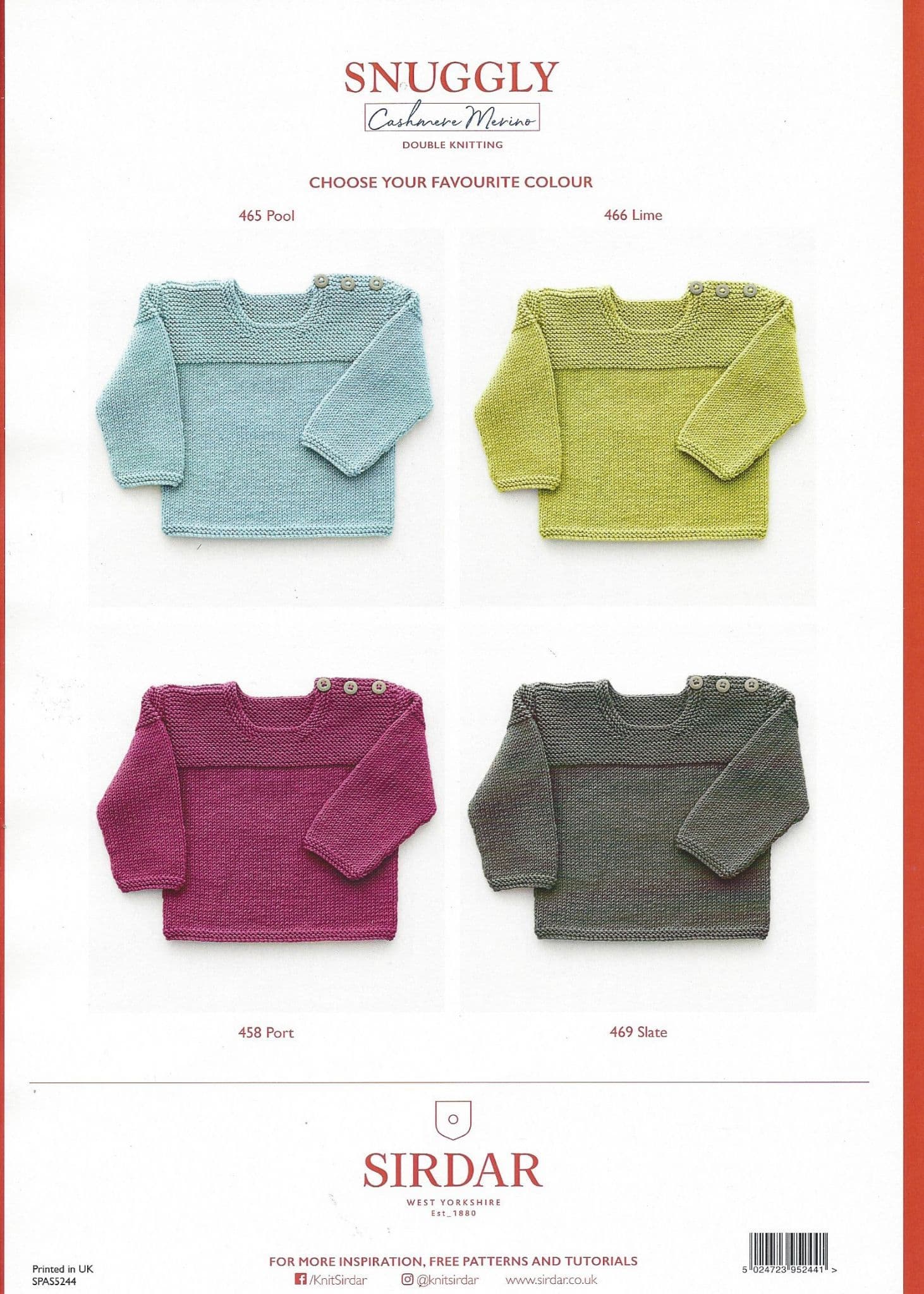 Baby Plain Jumper in Snuggly DK - Sirdar 5244