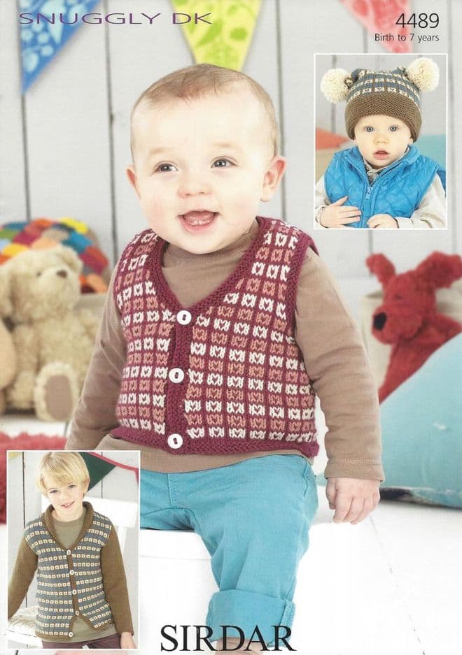 Cardigan, Waistcoat and Hat in DK Snuggly - Sirdar 4489