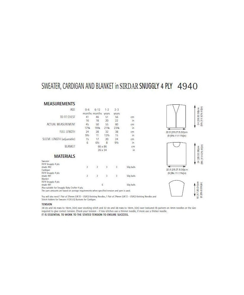 Sweater, Cardigan and Blanket - Sirdar 4940