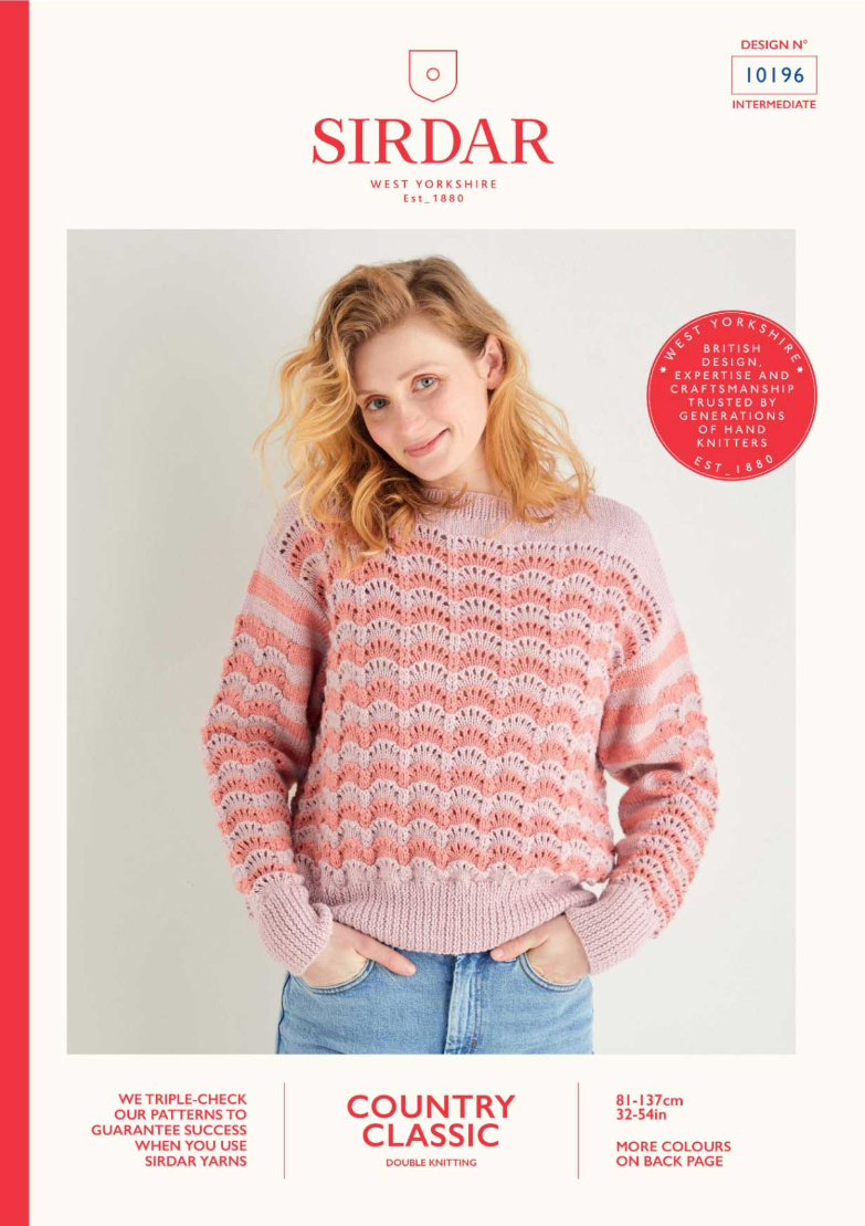 Lacy Chevron Sweater in 8 ply - Sirdar 10196