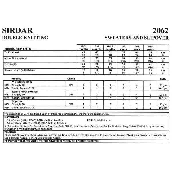 Sweaters and Slipover - Sirdar 2062