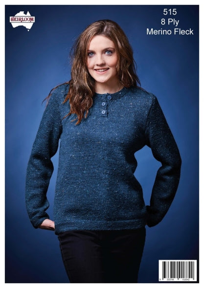 Woman's Classic Henley Jumper - Heirloom Pattern 515